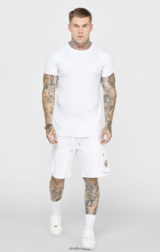 camiseta blanca punto canalé vestir hombres SikSilk 8TT44N381