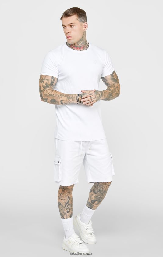 camiseta blanca punto canalé vestir hombres SikSilk 8TT44N381