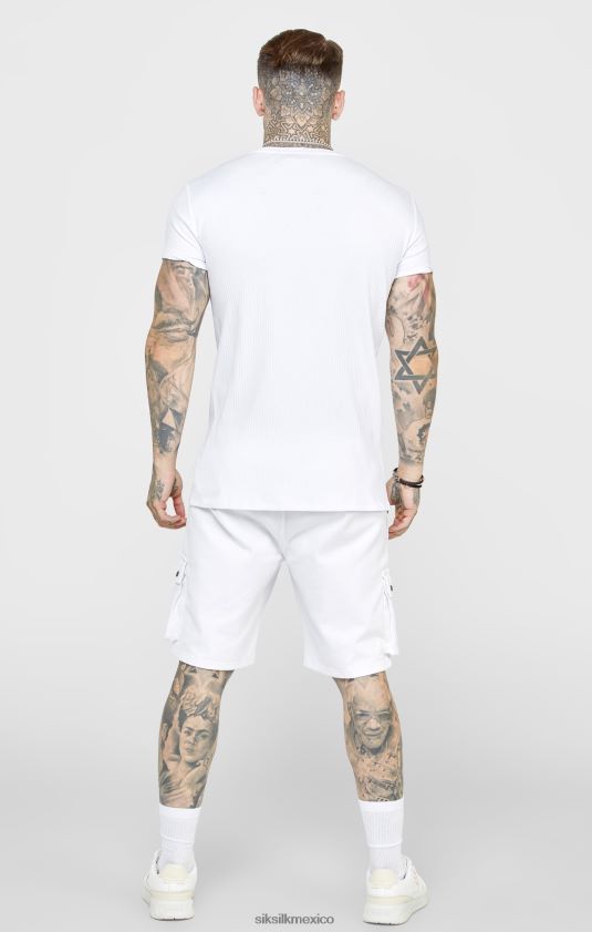 camiseta blanca punto canalé vestir hombres SikSilk 8TT44N381