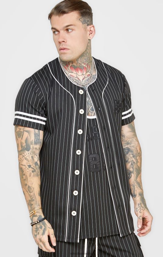 camiseta de beisbol negra vestir hombres SikSilk 8TT44N390