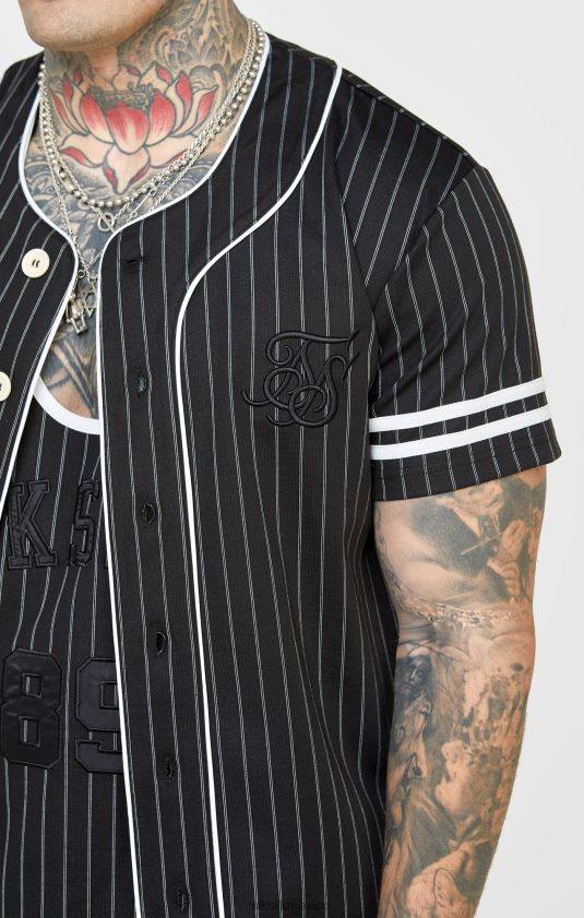 camiseta de beisbol negra vestir hombres SikSilk 8TT44N390