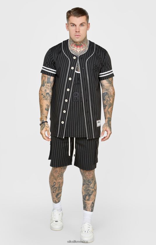 camiseta de beisbol negra vestir hombres SikSilk 8TT44N390