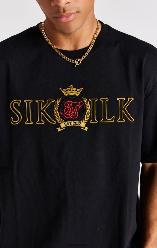 camiseta extragrande con escudo negro vestir hombres SikSilk 8TT44N373