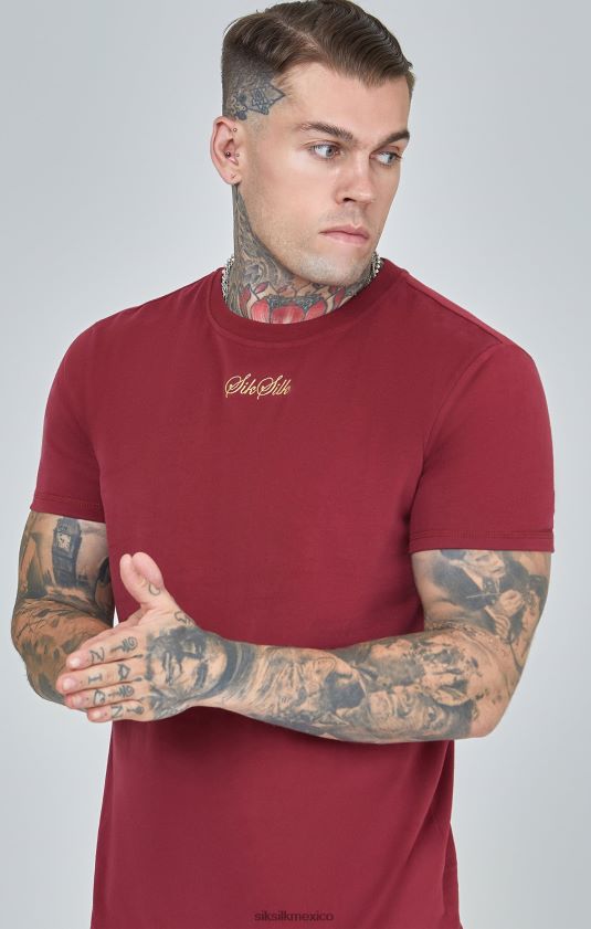 camiseta extragrande con logo en color burdeos vestir hombres SikSilk 8TT44N386