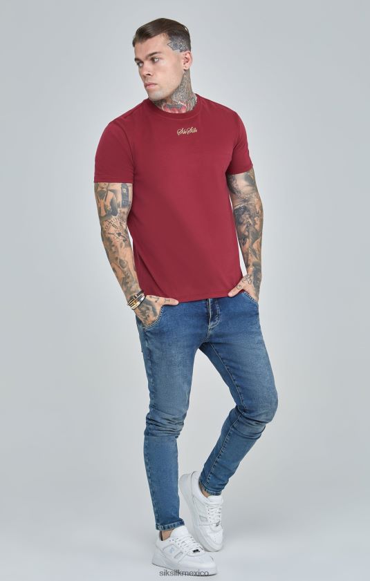 camiseta extragrande con logo en color burdeos vestir hombres SikSilk 8TT44N386
