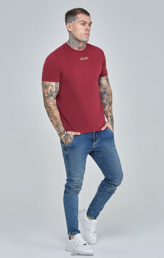 camiseta extragrande con logo en color burdeos vestir hombres SikSilk 8TT44N386