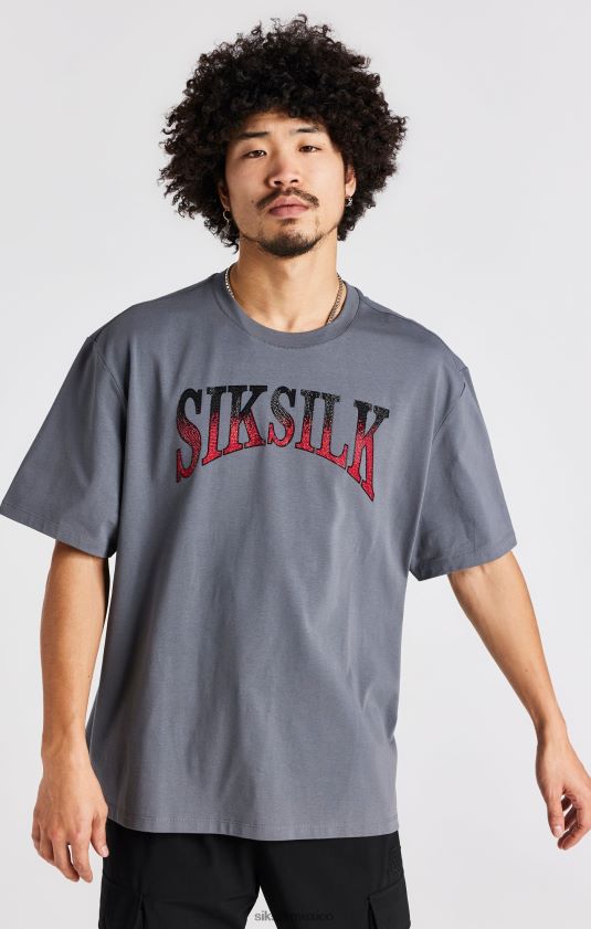 camiseta gris manga corta con strass vestir hombres SikSilk 8TT44N400