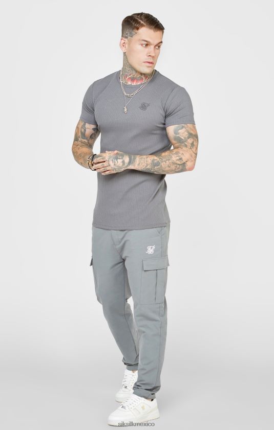 camiseta gris punto canalé vestir hombres SikSilk 8TT44N374