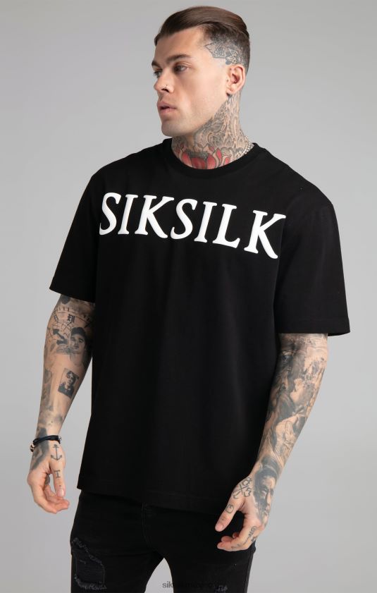 camiseta negra holgada vestir hombres SikSilk 8TT44N407