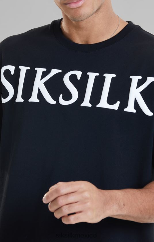 camiseta negra holgada vestir hombres SikSilk 8TT44N407