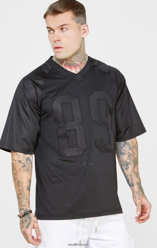 camiseta negra oversize de manga corta vestir hombres SikSilk 8TT44N402