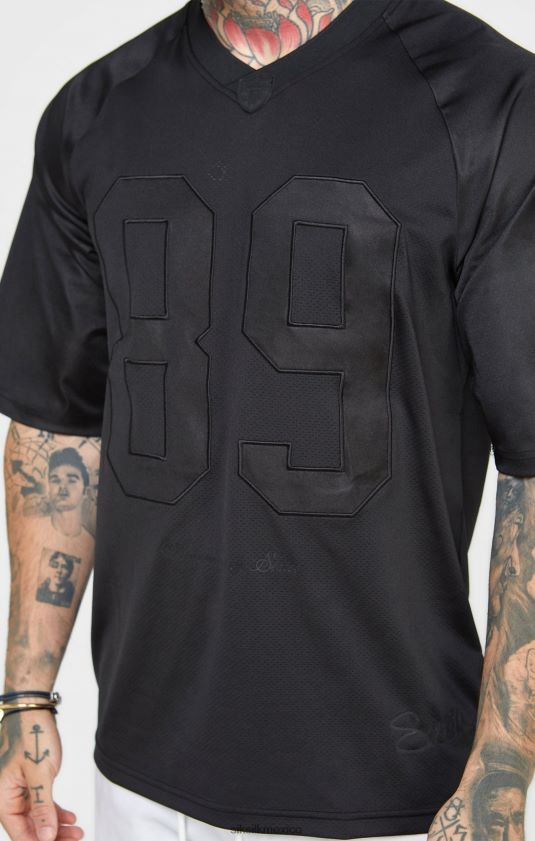 camiseta negra oversize de manga corta vestir hombres SikSilk 8TT44N402