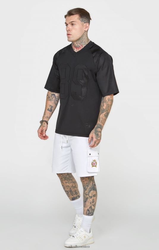 camiseta negra oversize de manga corta vestir hombres SikSilk 8TT44N402