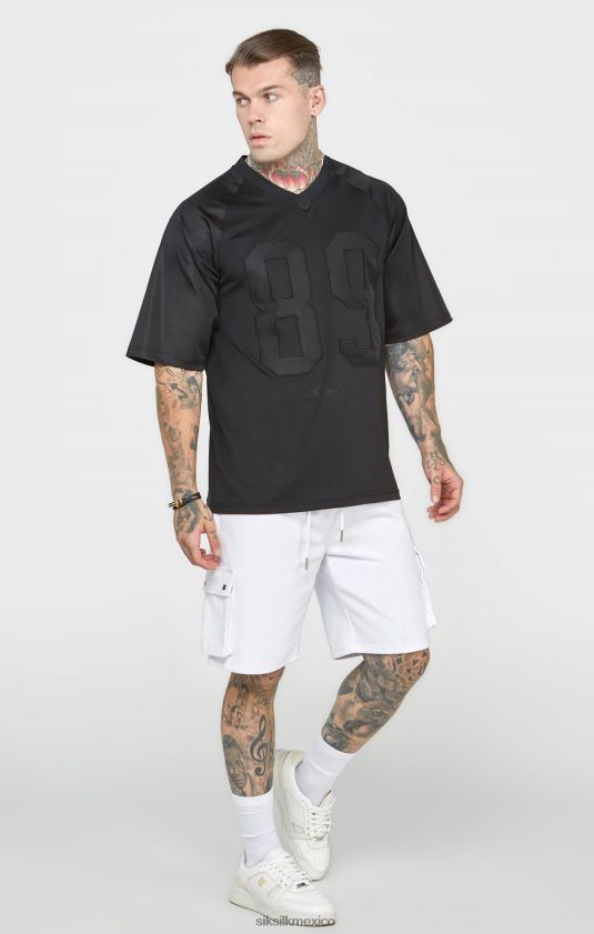 camiseta negra oversize de manga corta vestir hombres SikSilk 8TT44N402