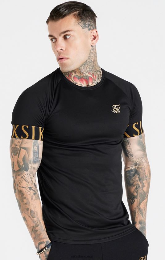 camiseta negra y dorada con puños elásticos vestir hombres SikSilk 8TT44N368