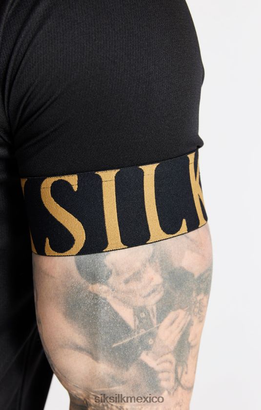 camiseta negra y dorada con puños elásticos vestir hombres SikSilk 8TT44N368
