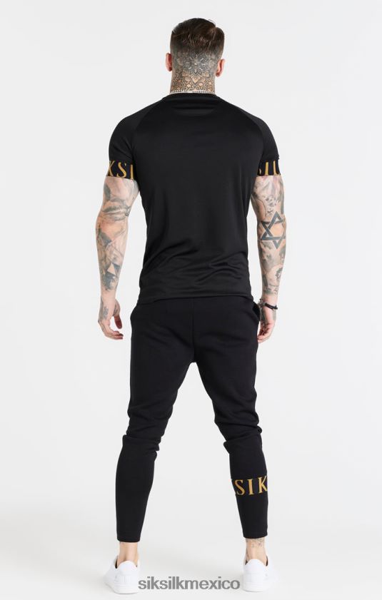 camiseta negra y dorada con puños elásticos vestir hombres SikSilk 8TT44N368