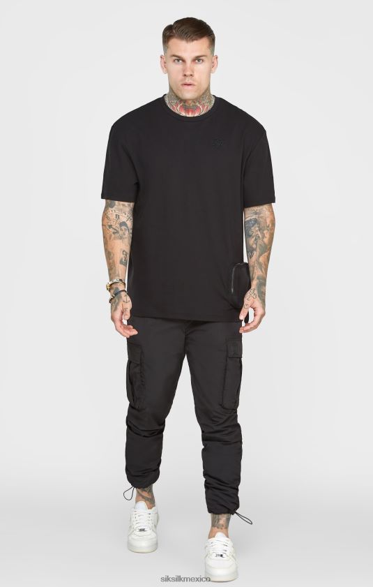 camiseta oversize con bolsillo negro vestir hombres SikSilk 8TT44N399