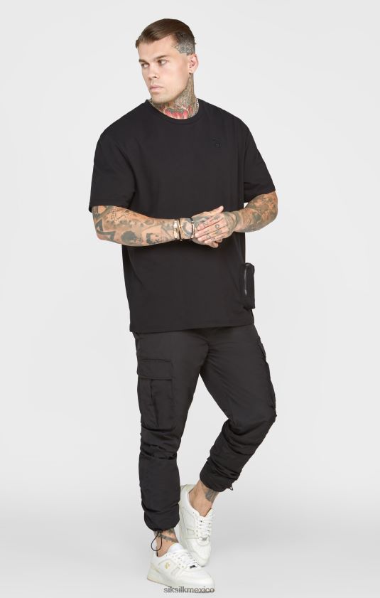 camiseta oversize con bolsillo negro vestir hombres SikSilk 8TT44N399