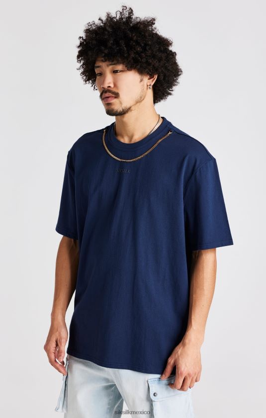 camiseta oversize con cadena azul marino vestir hombres SikSilk 8TT44N389
