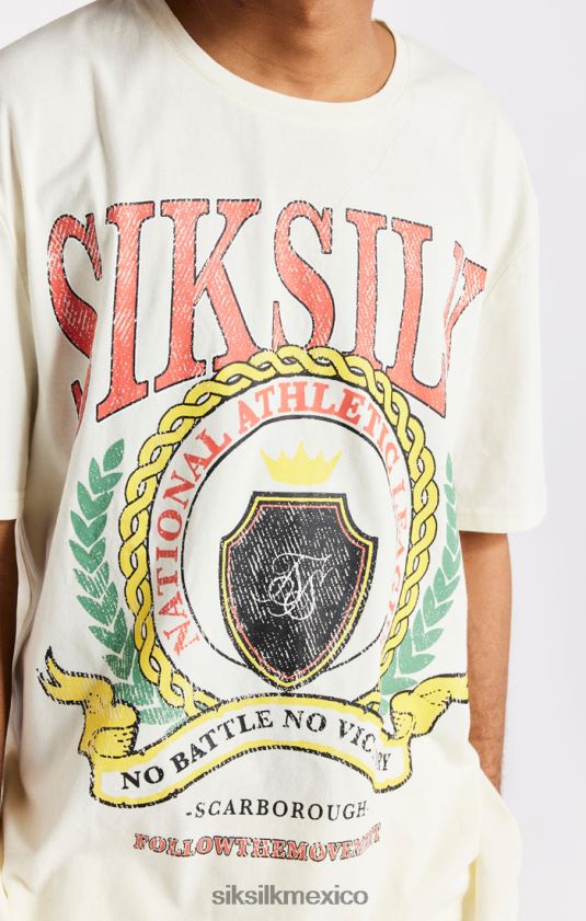 camiseta oversize con estampado universitario crudo vestir hombres SikSilk 8TT44N409
