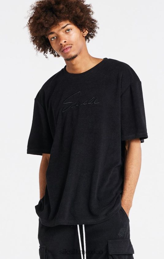 camiseta oversize de toalla negra vestir hombres SikSilk 8TT44N408
