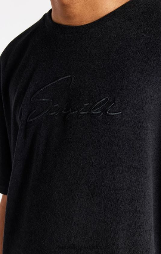camiseta oversize de toalla negra vestir hombres SikSilk 8TT44N408