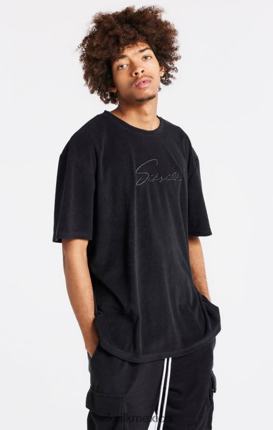 camiseta oversize de toalla negra vestir hombres SikSilk 8TT44N408