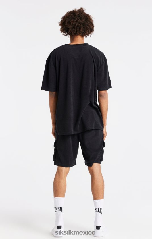 camiseta oversize de toalla negra vestir hombres SikSilk 8TT44N408