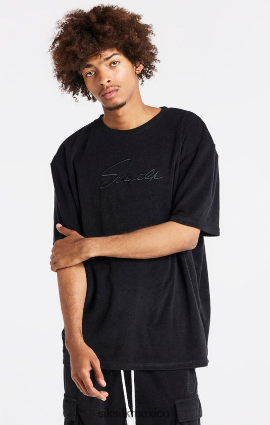 camiseta oversize de toalla negra vestir hombres SikSilk 8TT44N408