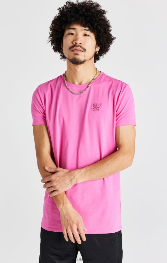 camiseta rosa ajustada de manga corta vestir hombres SikSilk 8TT44N395