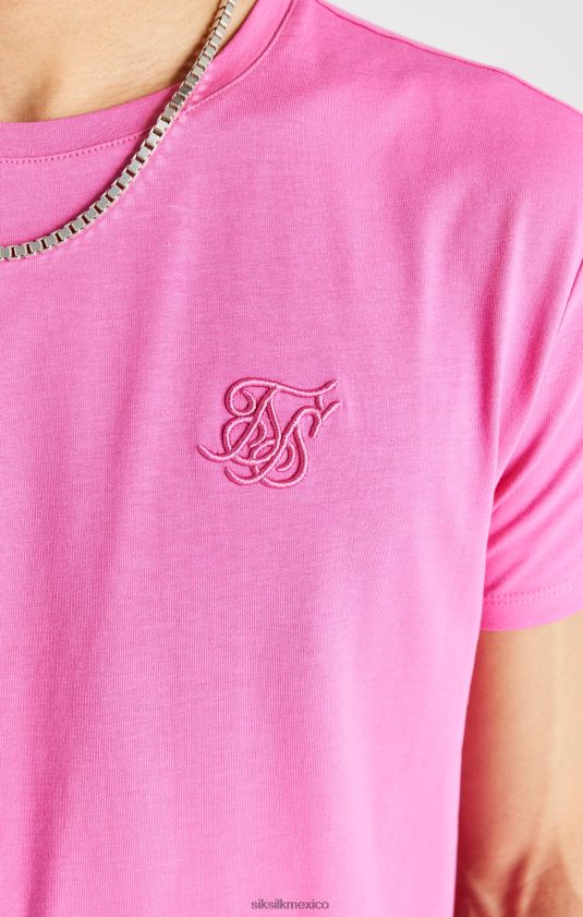 camiseta rosa ajustada de manga corta vestir hombres SikSilk 8TT44N395