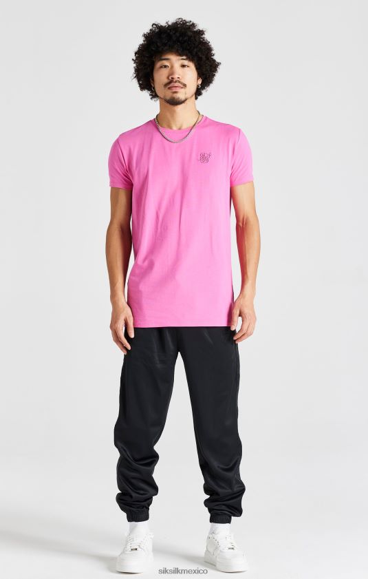 camiseta rosa ajustada de manga corta vestir hombres SikSilk 8TT44N395