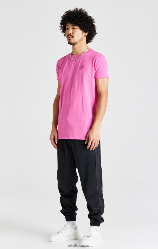 camiseta rosa ajustada de manga corta vestir hombres SikSilk 8TT44N395