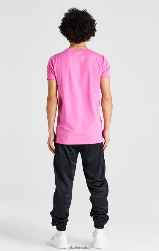 camiseta rosa ajustada de manga corta vestir hombres SikSilk 8TT44N395