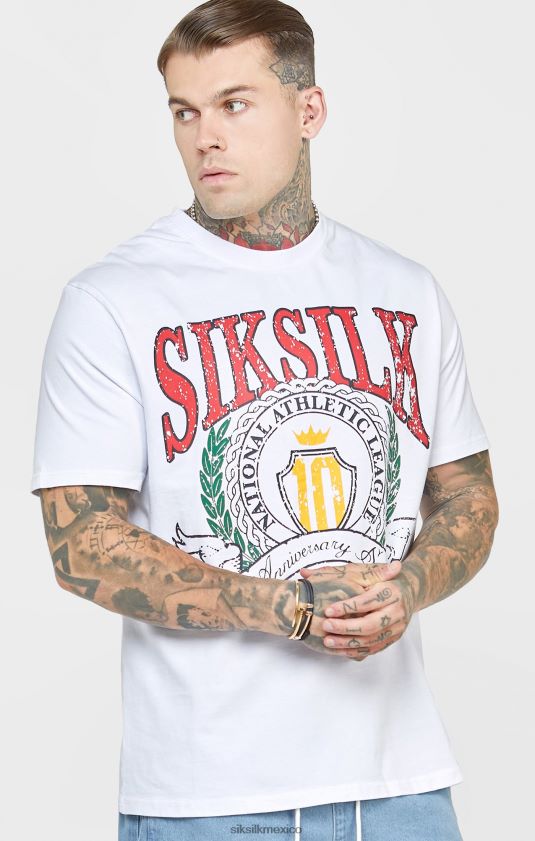 camiseta universitaria blanca extragrande vestir hombres SikSilk 8TT44N394