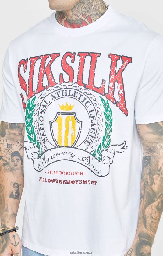 camiseta universitaria blanca extragrande vestir hombres SikSilk 8TT44N394