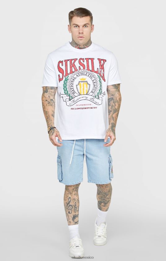 camiseta universitaria blanca extragrande vestir hombres SikSilk 8TT44N394