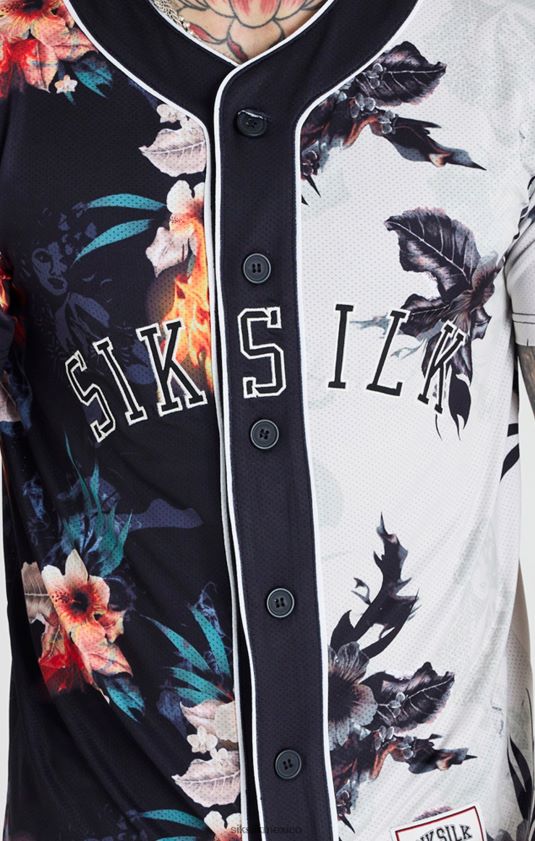 jersey de béisbol con estampado negro y crudo vestir hombres SikSilk 8TT44N398