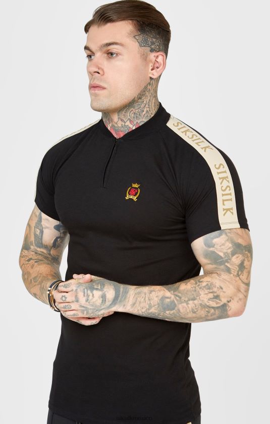 polo manga corta escudo negro vestir hombres SikSilk 8TT44N385