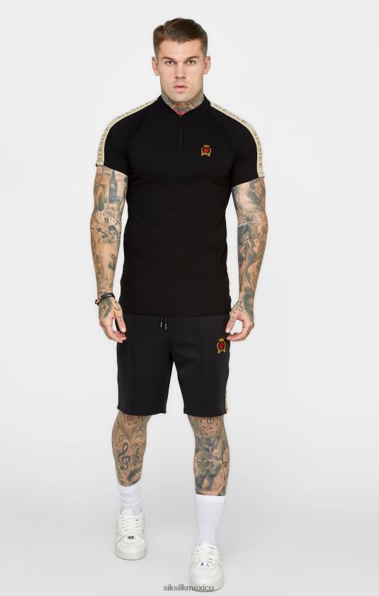 polo manga corta escudo negro vestir hombres SikSilk 8TT44N385