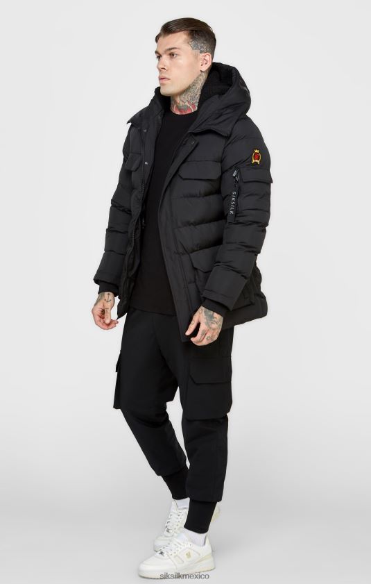 abrigo parka negro vestir hombres SikSilk 8TT44N480