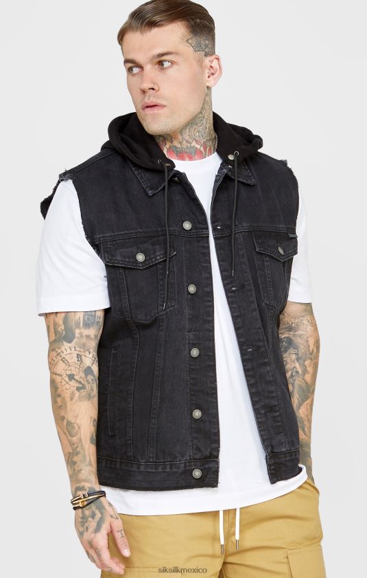 chaleco negro con capucha vestir hombres SikSilk 8TT44N472