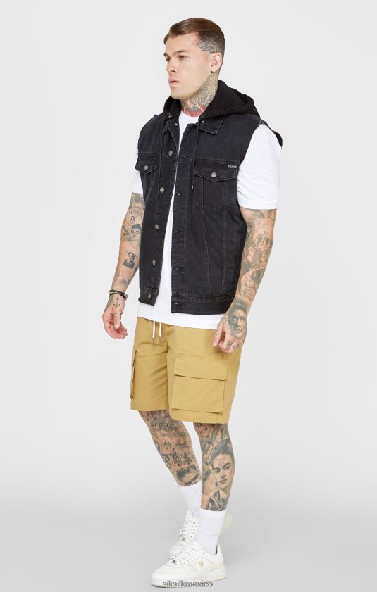 chaleco negro con capucha vestir hombres SikSilk 8TT44N472
