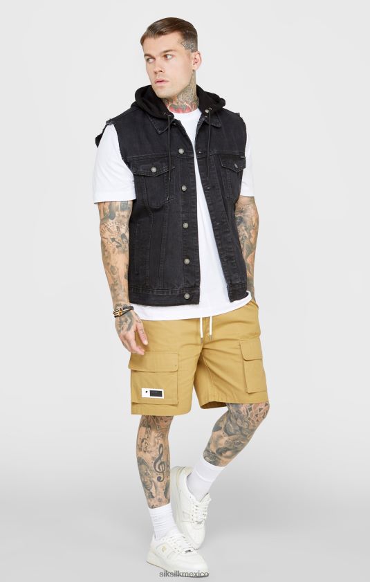 chaleco negro con capucha vestir hombres SikSilk 8TT44N472