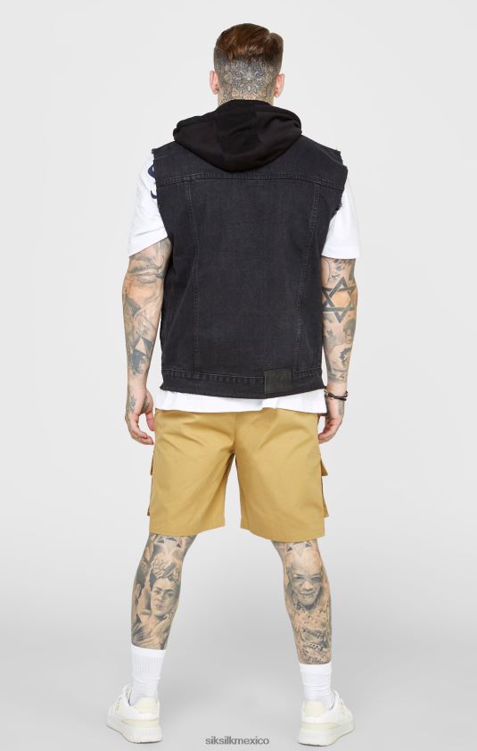 chaleco negro con capucha vestir hombres SikSilk 8TT44N472