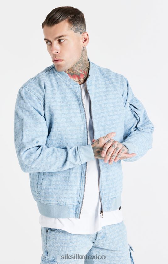 chaqueta bomber de mezclilla azul en jacquard vestir hombres SikSilk 8TT44N471