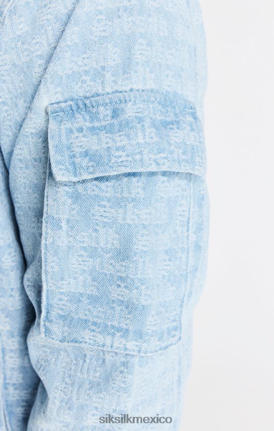 chaqueta bomber de mezclilla azul en jacquard vestir hombres SikSilk 8TT44N471