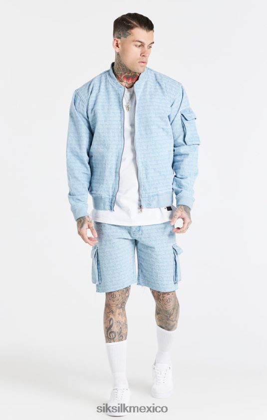 chaqueta bomber de mezclilla azul en jacquard vestir hombres SikSilk 8TT44N471