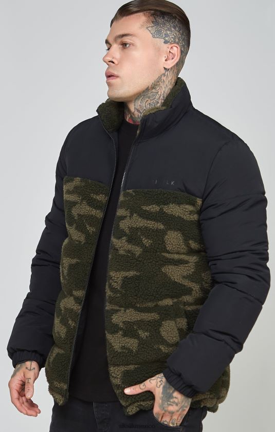 chaqueta burbuja sherpa negra vestir hombres SikSilk 8TT44N485